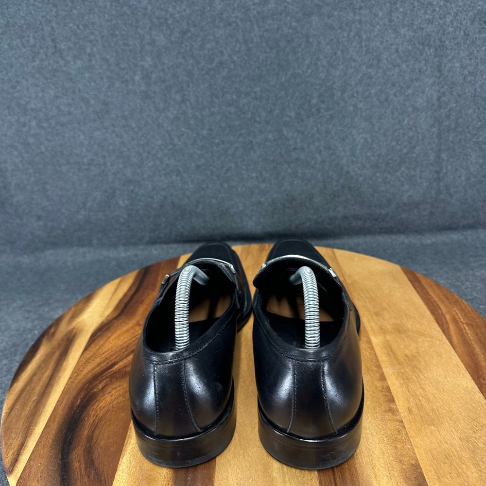 Hugo Boss Mens Black Leather Square Toe Bit Horsebit Loafers Dress Shoes Size 8 - Picture 7 of 12